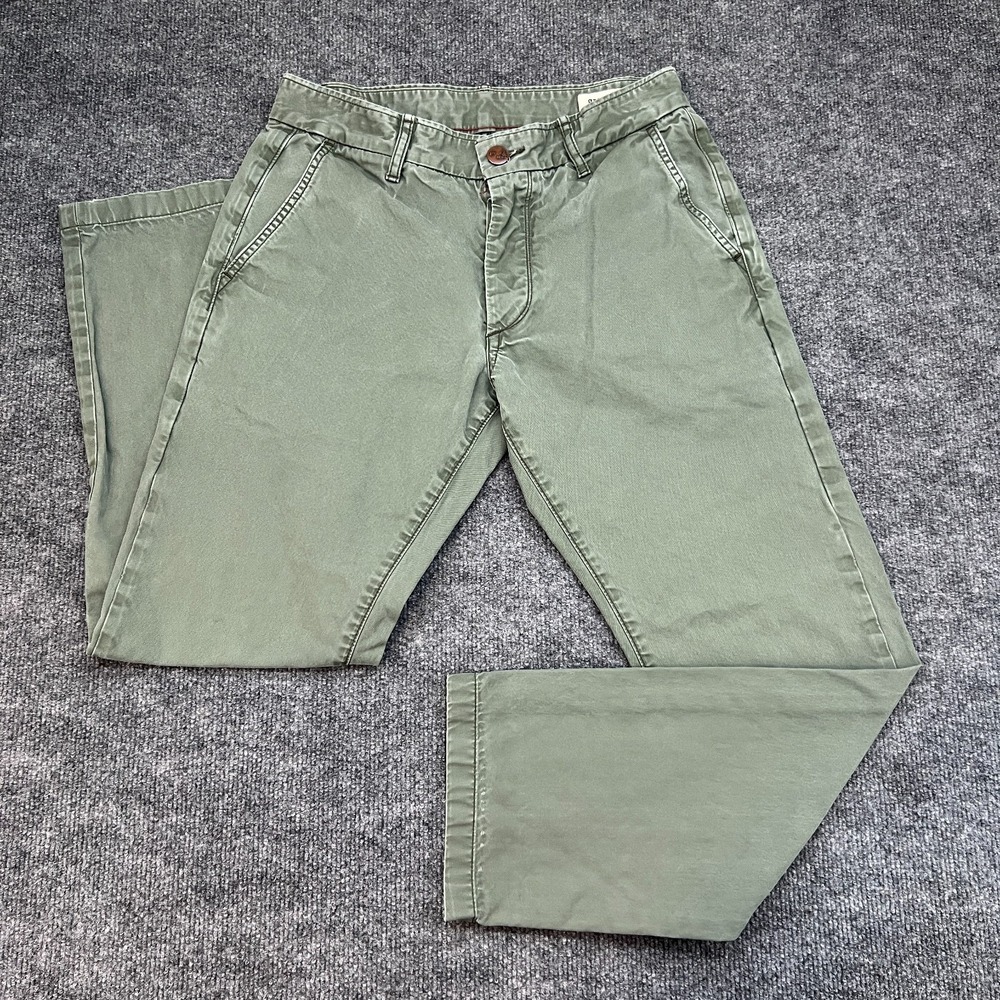 Grown And Sewn The Independent Slim Pants Men's 30x28 Green Button Fly USA